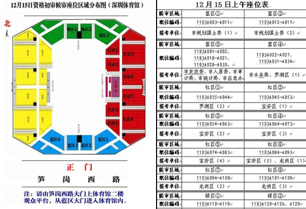 《12月15日资格初审候审座位区域分布图、座位表及交通指引》-深圳办事易-深圳本地宝